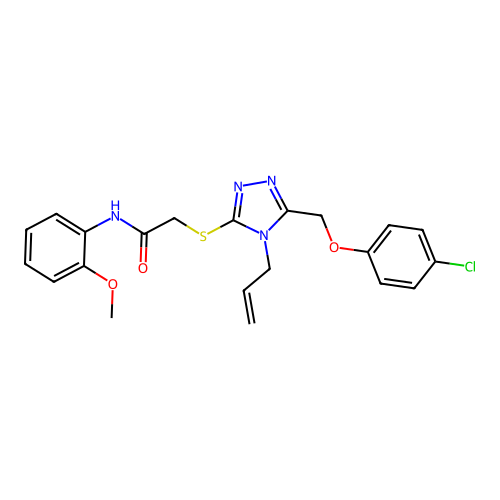 2-((4-allyl-5-((4-chlorophenoxy)methyl)-4H-1,2,4-triazol-3-yl)thio)-N-(2-methoxyphenyl)acetamide structure