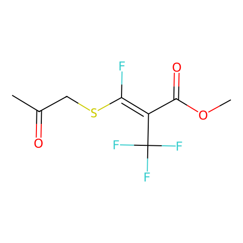 (Z)-methyl 3-fluoro-3-((2-oxopropyl)thio)-2-(trifluoromethyl)acrylate structure