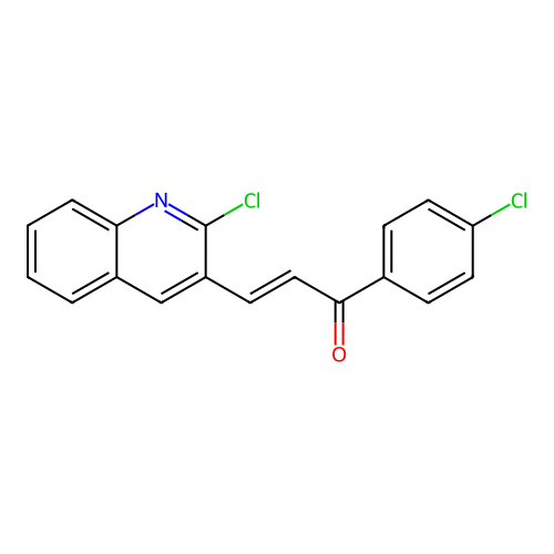 (E)-1-(4-chlorophenyl)-3-(2-chloroquinolin-3-yl)prop-2-en-1-one structure