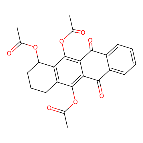 6,11-Dioxo-1,2,3,4,6,11-hexahydrotetracene-1,5,12-triyl triacetate structure