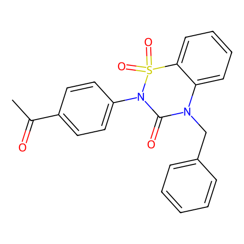 2-(4-acetylphenyl)-4-benzyl-2H-1,2,4-benzothiadiazin-3(4H)-one 1,1-dioxide structure