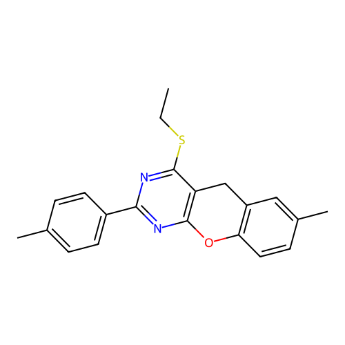 4-(ethylthio)-7-methyl-2-(p-tolyl)-5H-chromeno[2,3-d]pyrimidine structure