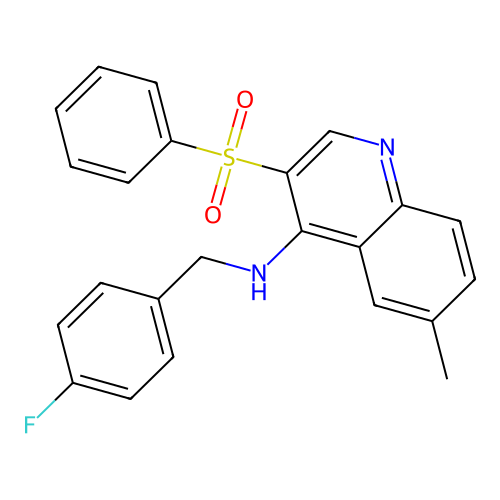3-(benzenesulfonyl)-N-[(4-fluorophenyl)methyl]-6-methylquinolin-4-amine structure