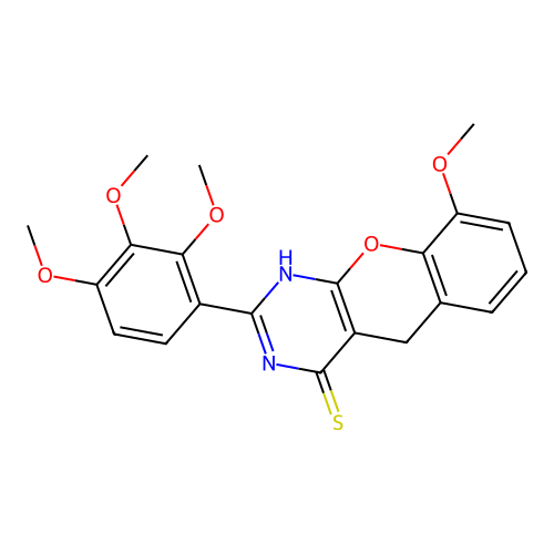 9-methoxy-2-(2,3,4-trimethoxyphenyl)-3H-chromeno[2,3-d]pyrimidine-4(5H)-thione structure