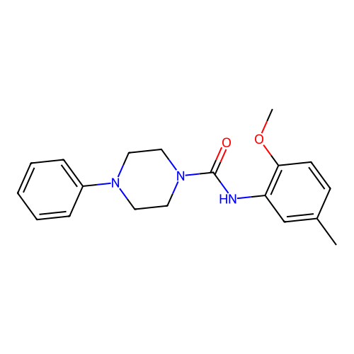 N-(2-methoxy-5-methylphenyl)-4-phenylpiperazine-1-carboxamide structure