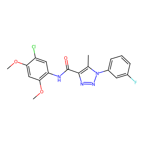 N-(5-chloro-2,4-dimethoxyphenyl)-1-(3-fluorophenyl)-5-methyl-1H-1,2,3-triazole-4-carboxamide structure