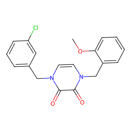 1-[(3-Chlorophenyl)methyl]-4-[(2-methoxyphenyl)methyl]pyrazine-2,3-dione structure