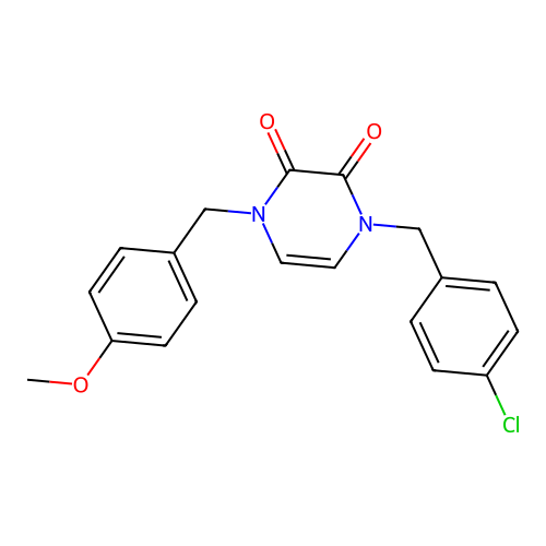 1-[(4-Chlorophenyl)methyl]-4-[(4-methoxyphenyl)methyl]pyrazine-2,3-dione structure
