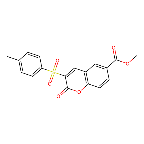 methyl 3-(4-methylbenzenesulfonyl)-2-oxo-2H-chromene-6-carboxylate structure