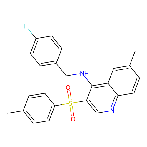 N-(4-fluorobenzyl)-6-methyl-3-tosylquinolin-4-amine structure