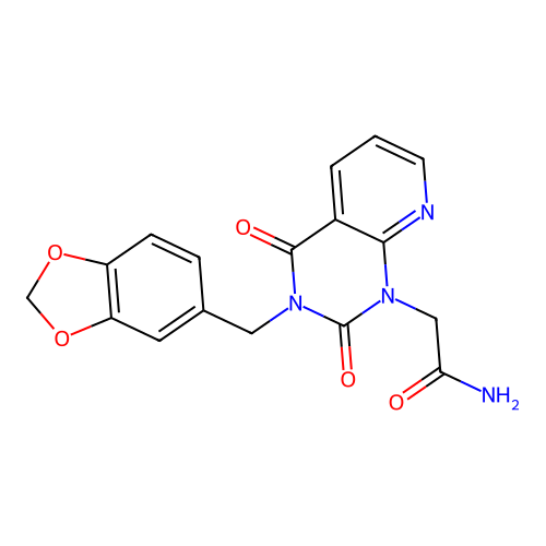 2-{3-[(2H-1,3-benzodioxol-5-yl)methyl]-2,4-dioxo-1H,2H,3H,4H-pyrido[2,3-d]pyrimidin-1-yl}acetamide structure