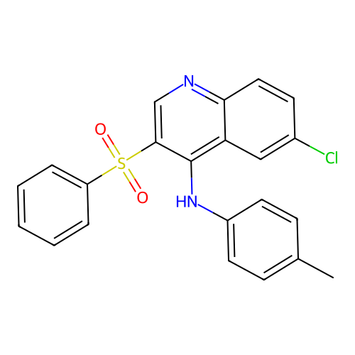 3-(benzenesulfonyl)-6-chloro-N-(4-methylphenyl)quinolin-4-amine structure