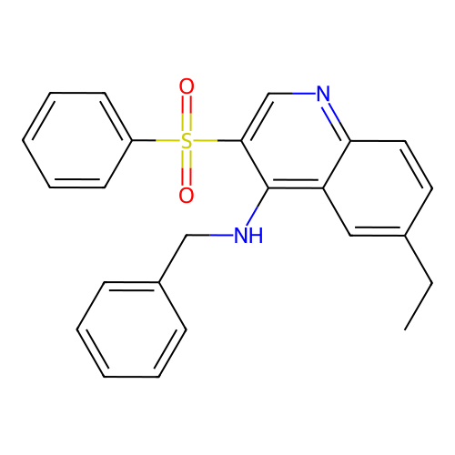 3-(benzenesulfonyl)-N-benzyl-6-ethylquinolin-4-amine structure