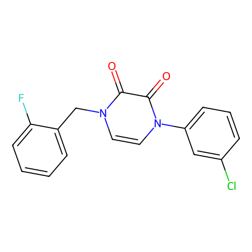1-(3-Chlorophenyl)-4-[(2-fluorophenyl)methyl]pyrazine-2,3-dione structure