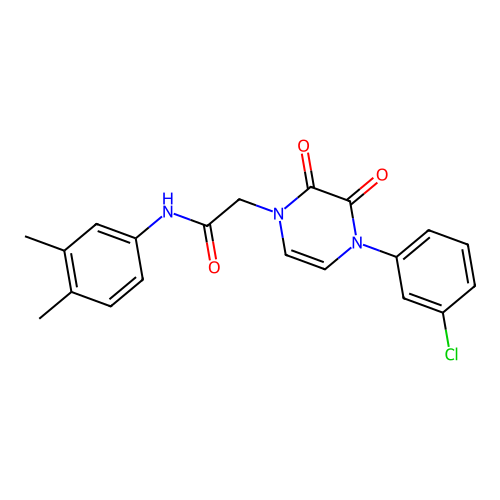 2-[4-(3-chlorophenyl)-2,3-dioxopyrazin-1-yl]-N-(3,4-dimethylphenyl)acetamide structure