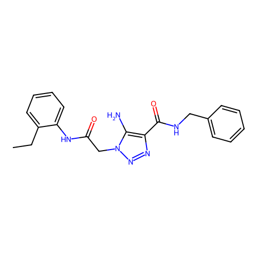 5-amino-N-benzyl-1-[2-(2-ethylanilino)-2-oxoethyl]triazole-4-carboxamide structure
