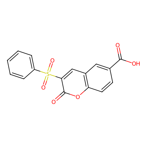 3-(benzenesulfonyl)-2-oxo-2H-chromene-6-carboxylic acid structure