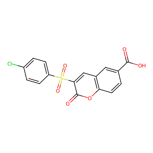 3-(4-Chlorophenyl)sulfonyl-2-oxochromene-6-carboxylic acid structure