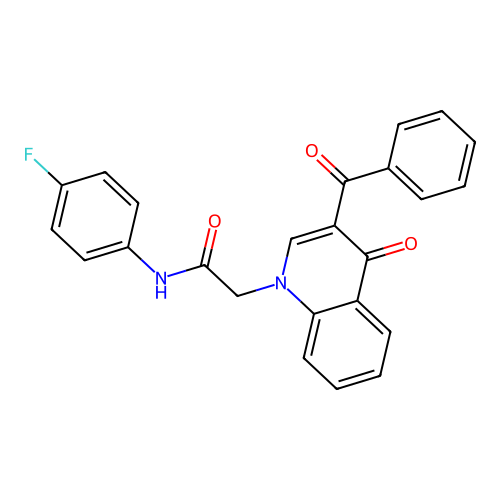 2-(3-benzoyl-4-oxoquinolin-1-yl)-N-(4-fluorophenyl)acetamide structure