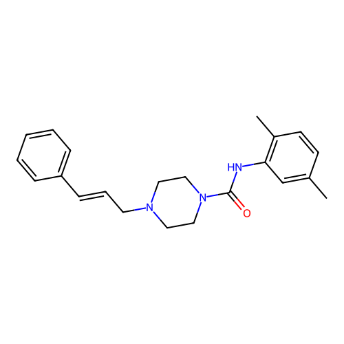 N-(2,5-dimethylphenyl)-4-[(E)-3-phenylprop-2-enyl]piperazine-1-carboxamide structure