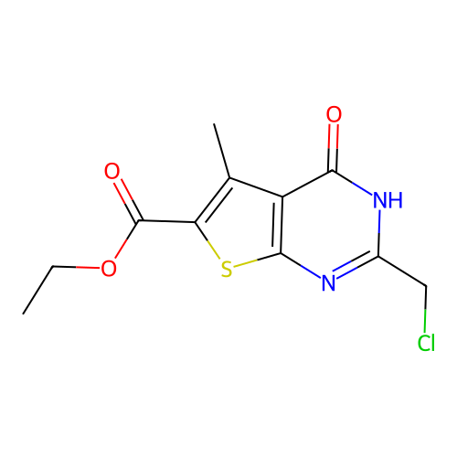ethyl 2-(chloromethyl)-5-methyl-4-oxo-3,4-dihydrothieno[2,3-d]pyrimidine-6-carboxylate structure