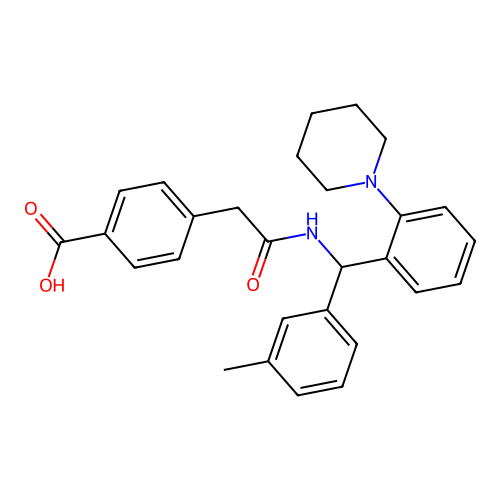4-((alpha-(3-Methylphenyl)-2-piperidinobenzyl)aminocarbonylmethyl)benzoic acid structure