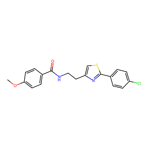 N-{2-[2-(4-chlorophenyl)-1,3-thiazol-4-yl]ethyl}-4-methoxybenzamide structure