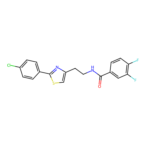 N-{2-[2-(4-chlorophenyl)-1,3-thiazol-4-yl]ethyl}-3,4-difluorobenzamide structure