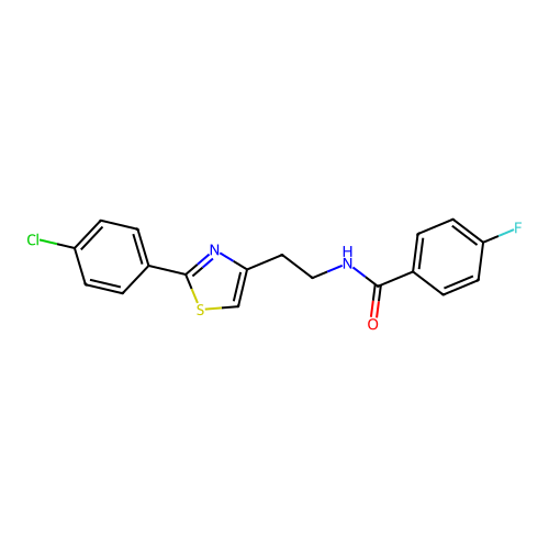N-{2-[2-(4-chlorophenyl)-1,3-thiazol-4-yl]ethyl}-4-fluorobenzamide structure
