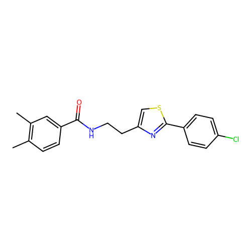 N-{2-[2-(4-chlorophenyl)-1,3-thiazol-4-yl]ethyl}-3,4-dimethylbenzamide structure