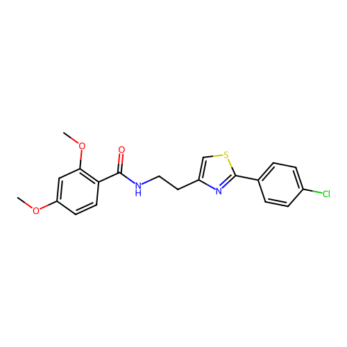 N-{2-[2-(4-chlorophenyl)-1,3-thiazol-4-yl]ethyl}-2,4-dimethoxybenzamide structure