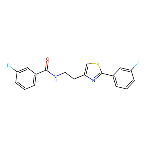 3-fluoro-N-{2-[2-(3-fluorophenyl)-1,3-thiazol-4-yl]ethyl}benzamide structure