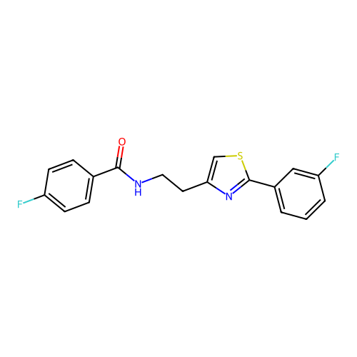 4-fluoro-N-{2-[2-(3-fluorophenyl)-1,3-thiazol-4-yl]ethyl}benzamide structure