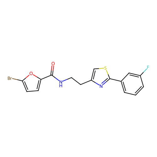 5-bromo-N-{2-[2-(3-fluorophenyl)-1,3-thiazol-4-yl]ethyl}furan-2-carboxamide structure