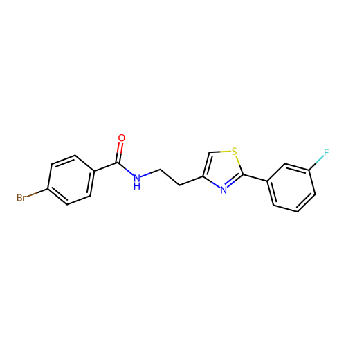 4-bromo-N-{2-[2-(3-fluorophenyl)-1,3-thiazol-4-yl]ethyl}benzamide structure