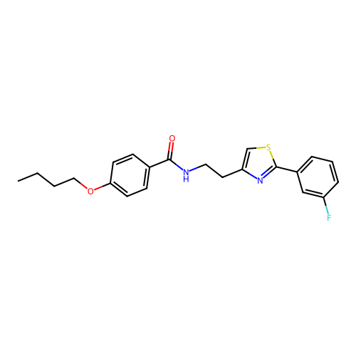 4-butoxy-N-{2-[2-(3-fluorophenyl)-1,3-thiazol-4-yl]ethyl}benzamide structure