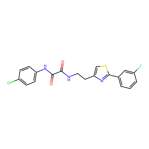 N1-(4-chlorophenyl)-N2-(2-(2-(3-fluorophenyl)thiazol-4-yl)ethyl)oxalamide structure