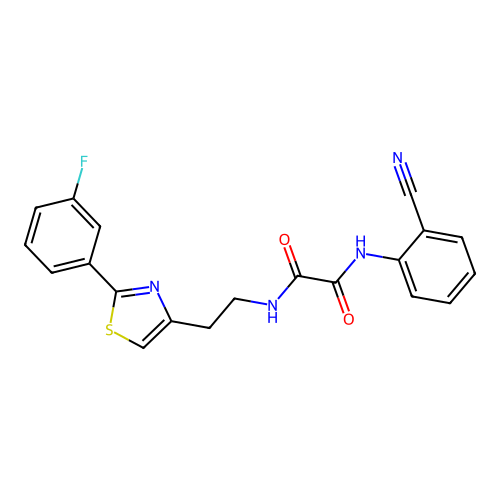 N1-(2-cyanophenyl)-N2-(2-(2-(3-fluorophenyl)thiazol-4-yl)ethyl)oxalamide structure