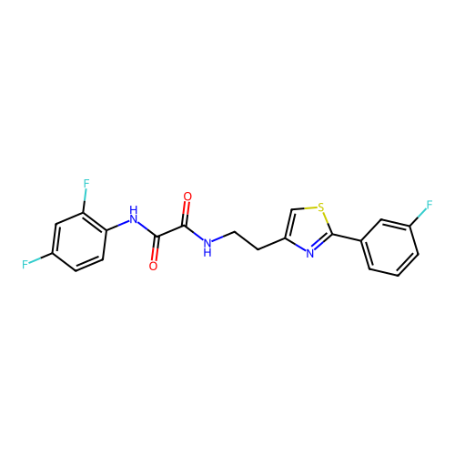 N1-(2,4-difluorophenyl)-N2-(2-(2-(3-fluorophenyl)thiazol-4-yl)ethyl)oxalamide structure