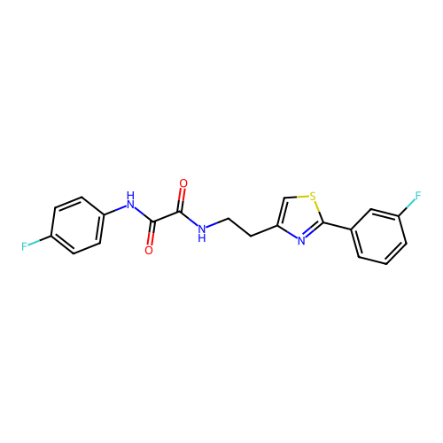 N1-(4-fluorophenyl)-N2-(2-(2-(3-fluorophenyl)thiazol-4-yl)ethyl)oxalamide structure