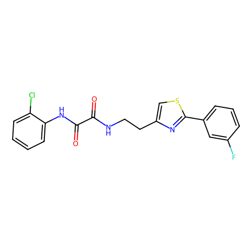 N1-(2-chlorophenyl)-N2-(2-(2-(3-fluorophenyl)thiazol-4-yl)ethyl)oxalamide structure