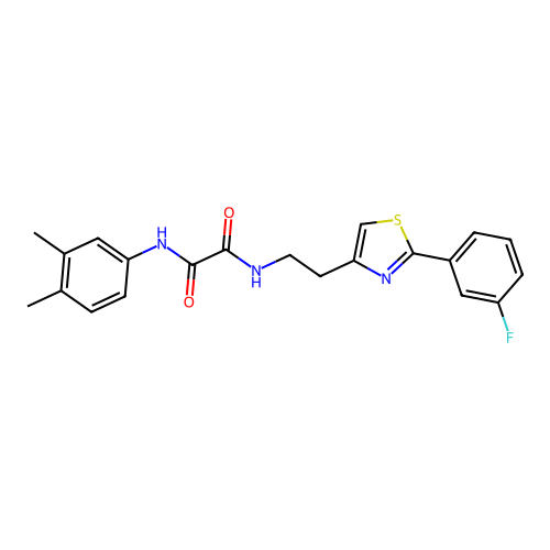 N1-(3,4-dimethylphenyl)-N2-(2-(2-(3-fluorophenyl)thiazol-4-yl)ethyl)oxalamide structure