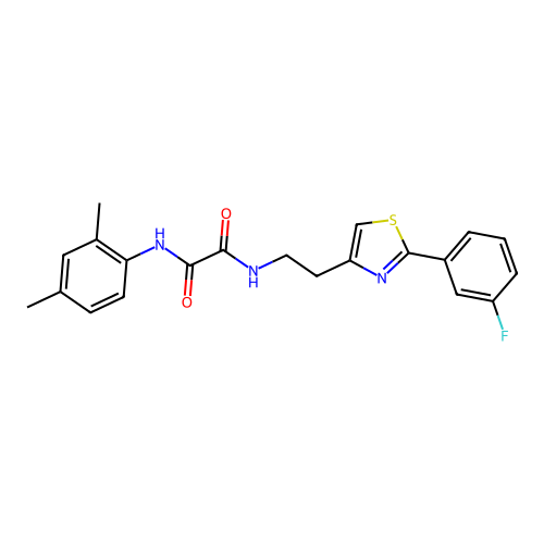 N1-(2,4-dimethylphenyl)-N2-(2-(2-(3-fluorophenyl)thiazol-4-yl)ethyl)oxalamide structure