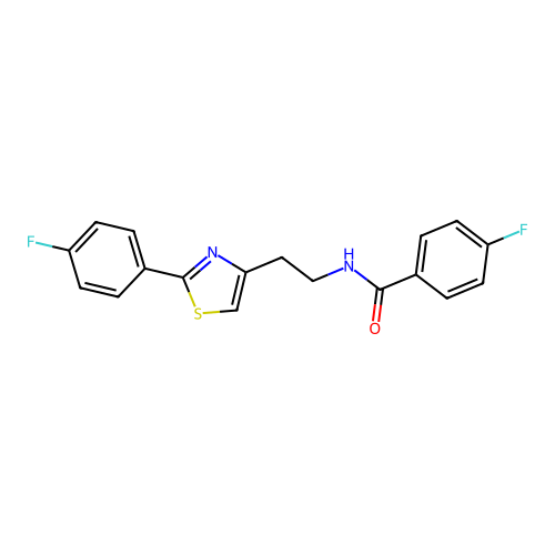 4-fluoro-N-{2-[2-(4-fluorophenyl)-1,3-thiazol-4-yl]ethyl}benzamide structure
