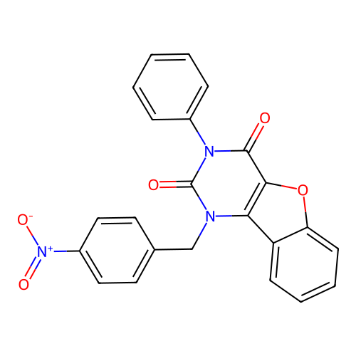 1-(4-nitrobenzyl)-3-phenylbenzofuro[3,2-d]pyrimidine-2,4(1H,3H)-dione structure