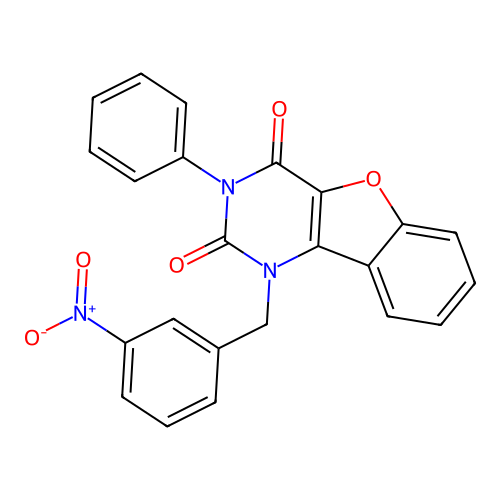 1-(3-nitrobenzyl)-3-phenylbenzofuro[3,2-d]pyrimidine-2,4(1H,3H)-dione structure