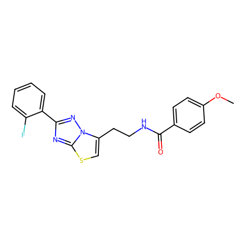 N-{2-[2-(2-fluorophenyl)-[1,2,4]triazolo[3,2-b][1,3]thiazol-6-yl]ethyl}-4-methoxybenzamide structure