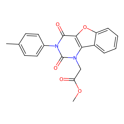 Methyl 2-[3-(4-methylphenyl)-2,4-dioxo-[1]benzofuro[3,2-d]pyrimidin-1-yl]acetate structure
