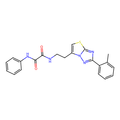 N1-phenyl-N2-(2-(2-(o-tolyl)thiazolo[3,2-b][1,2,4]triazol-6-yl)ethyl)oxalamide structure