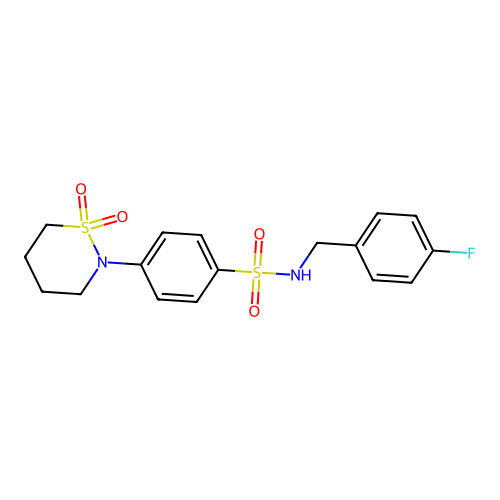 4-(1,1-dioxido-1,2-thiazinan-2-yl)-N-(4-fluorobenzyl)benzenesulfonamide structure